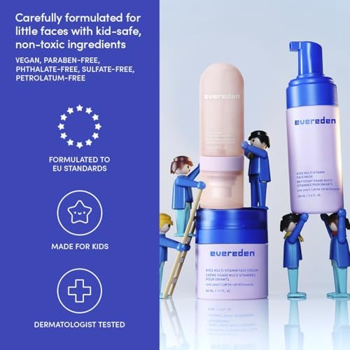 Evereden Kids moisturizer texture shown as velvety hydration finish.
