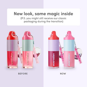 Evereden lip gloss with glitter heart keychain adds playful charm while nourishing lips