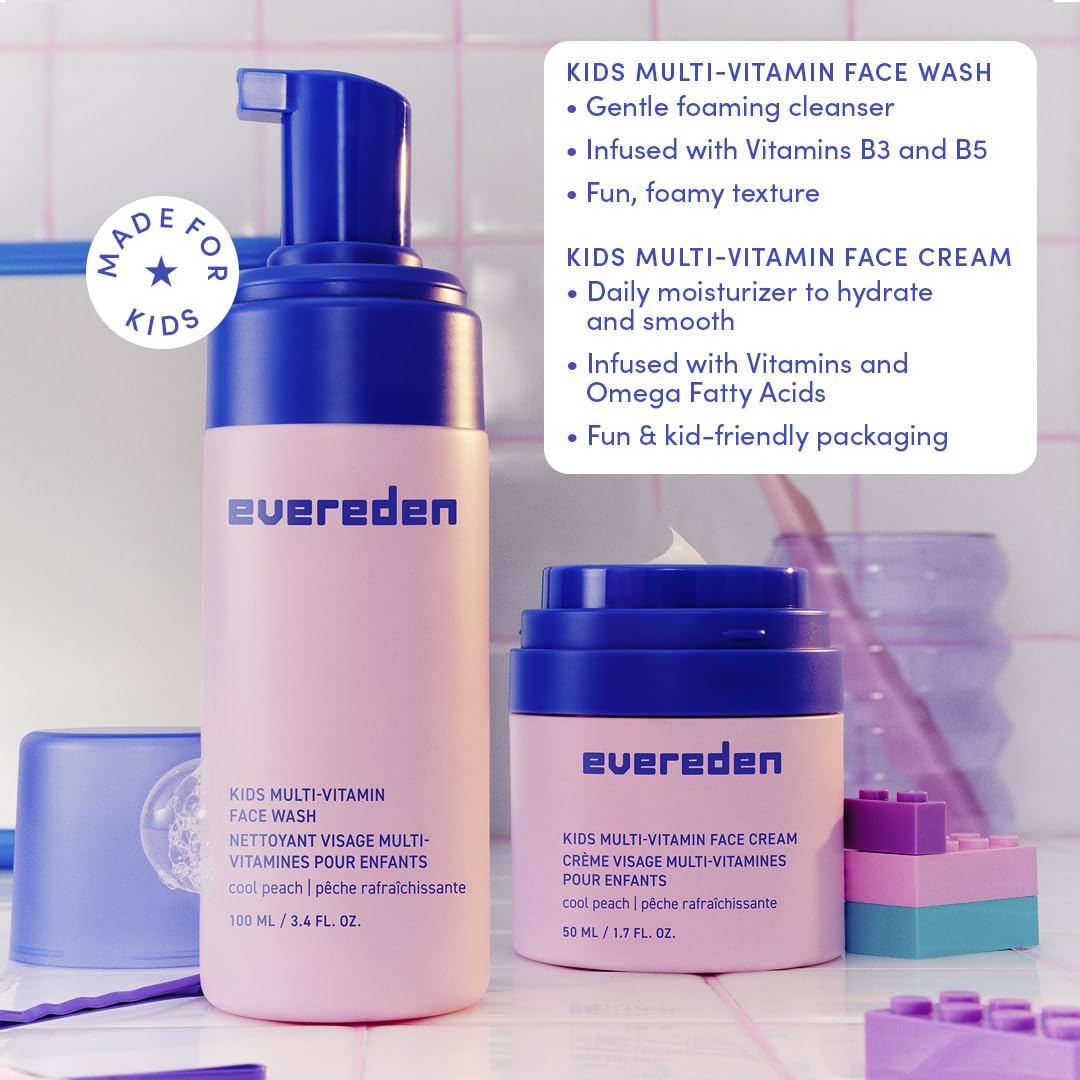 Evereden Kids travel face wash refreshes delicate skin during trips.