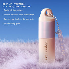 Glossy lips after Evereden lip oil application