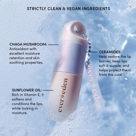 Evereden lip oil label showing chaga mushroom ingredients