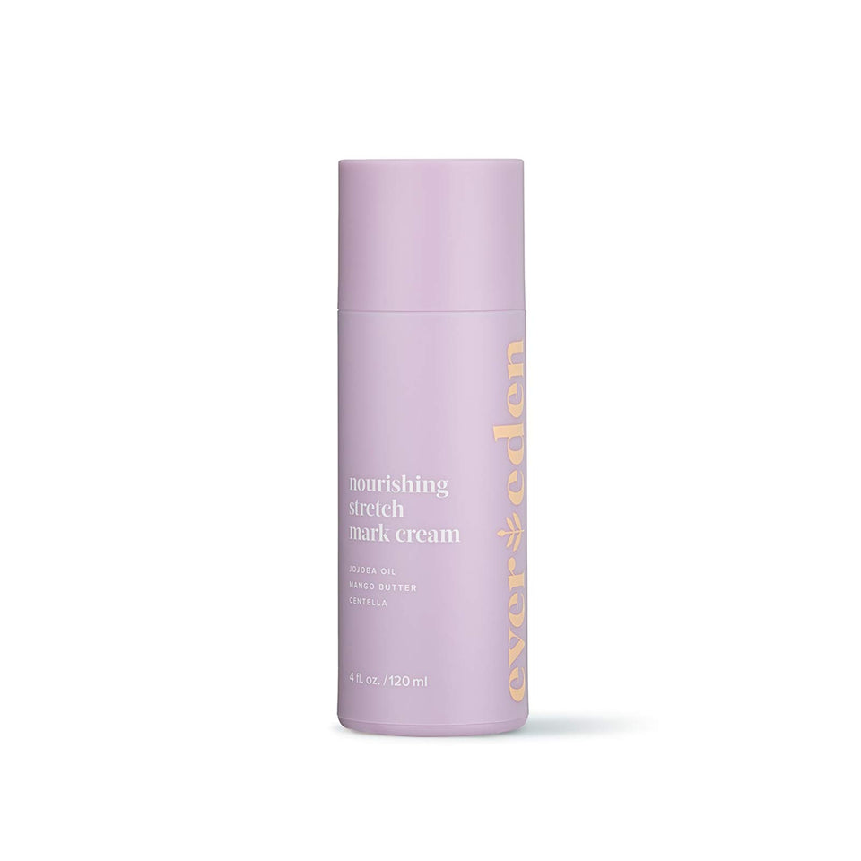 Evereden Nourishing Stretch Mark Cream bottle on a clean surface promoting skin elasticity