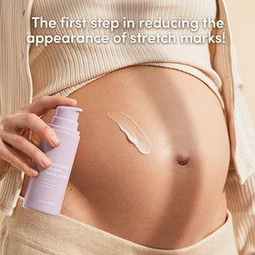 Evereden Nourishing Stretch Mark Cream texture close-up shows a creamy, non-greasy hydrator