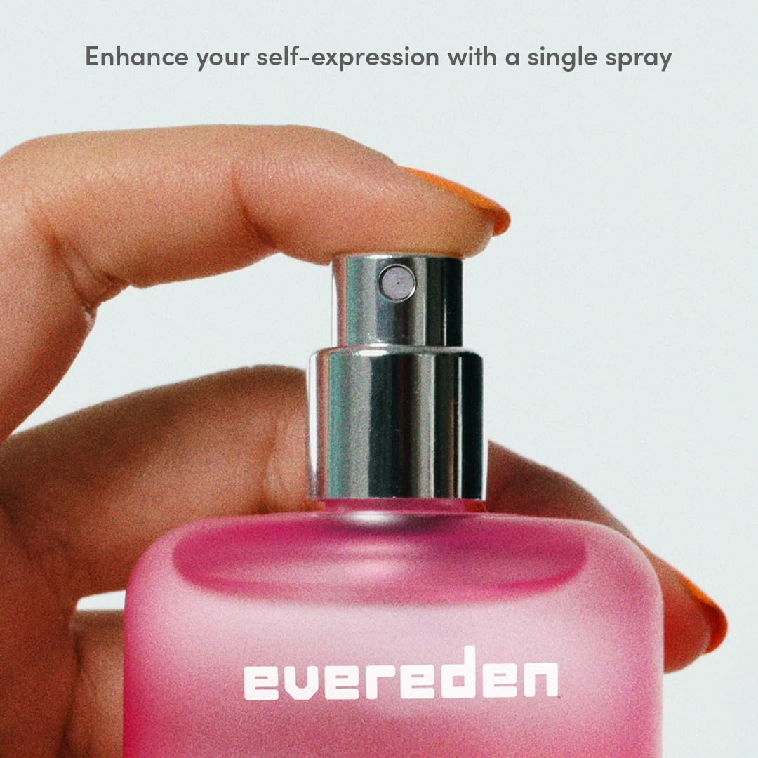 Evereden long-lasting fragrance mist on a pink dispenser for all-day wear