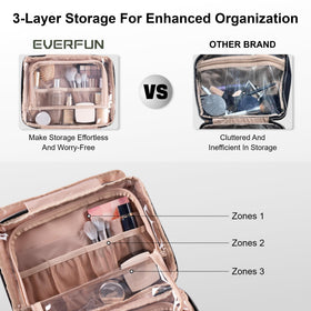 Everfun hanging toiletry bag dry-wet separation keeps brushes and towels organized