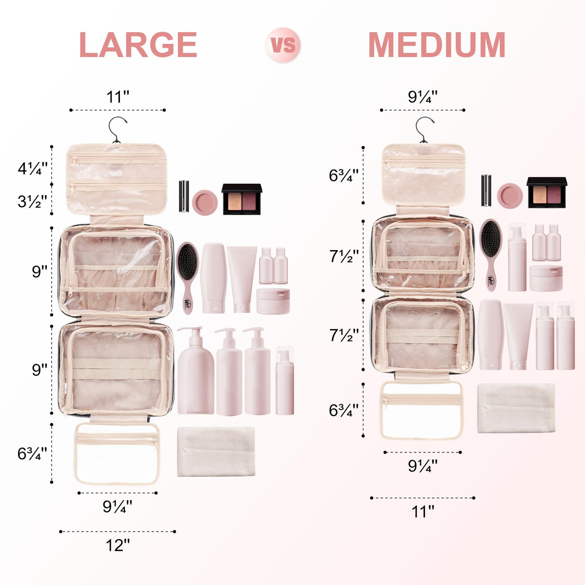 Everfun hanging toiletry bag front pocket access keeps essentials within reach.