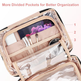 Everfun toiletry bag wet/dry compartments protect items during travel.