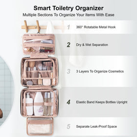 Everfun top view of the bag showing multiple compartments for cosmetics