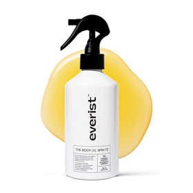Everist Body Oil Spritz bottle close-up shows premium hydrating design.