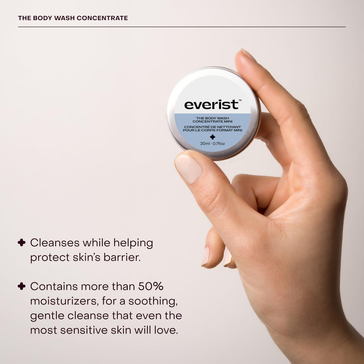Everist body wash concentrate hydration bottle demonstrates long-lasting moisture.