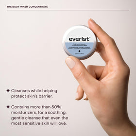 Everist body wash concentrate hydration bottle demonstrates long-lasting moisture.