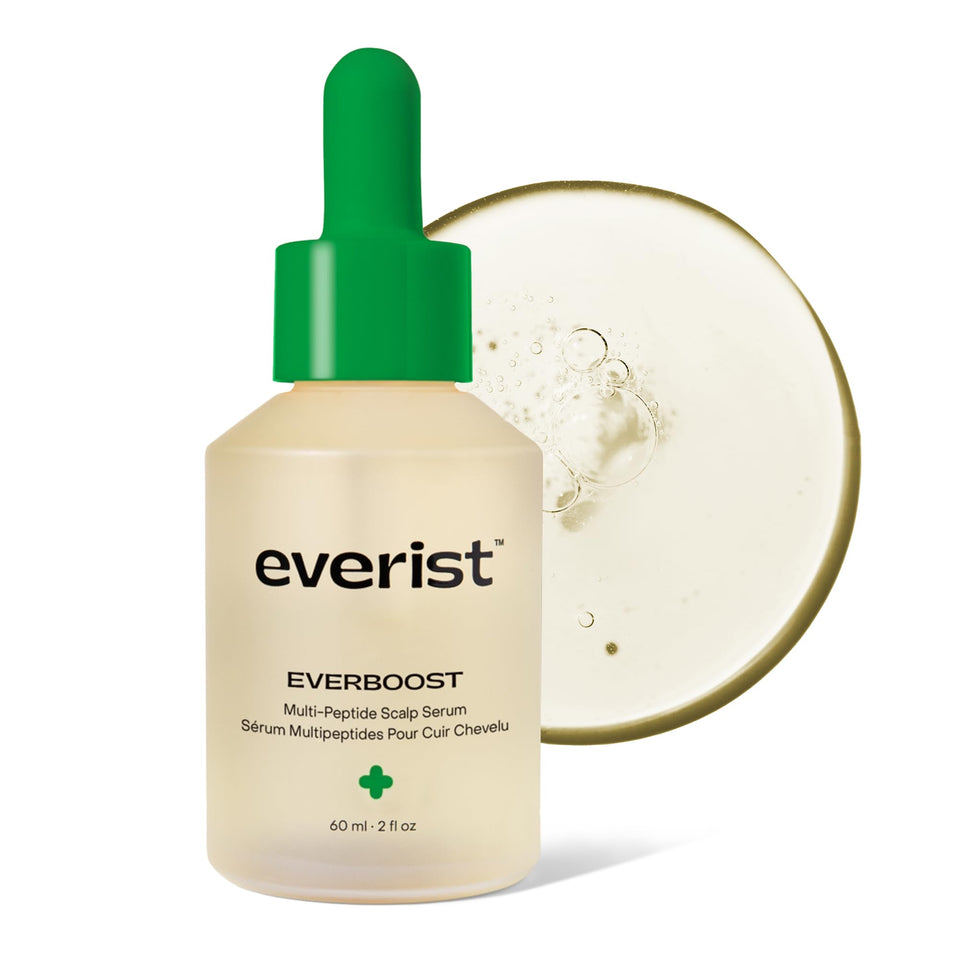 Everist EverBoost serum bottle pour for easy daily scalp application to promote fuller-looking hair