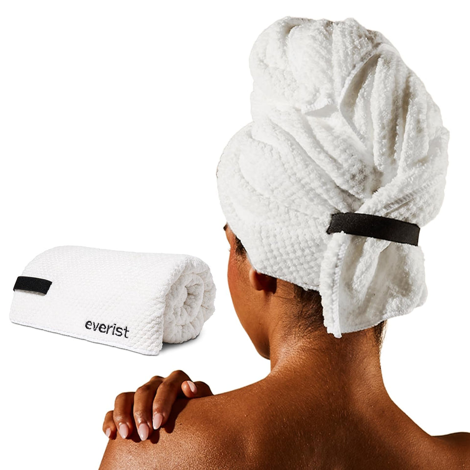 Everist Quick-Dry Hair Towel in waffle microfiber for gentle, efficient drying.