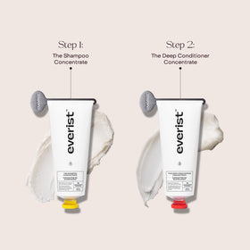 Everist Shampoo Concentrate paired with deep conditioning—complete plant-based care.