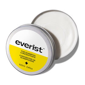 Everist Shampoo Concentrate tin front—compact, plant-based hydration for everyday washing.