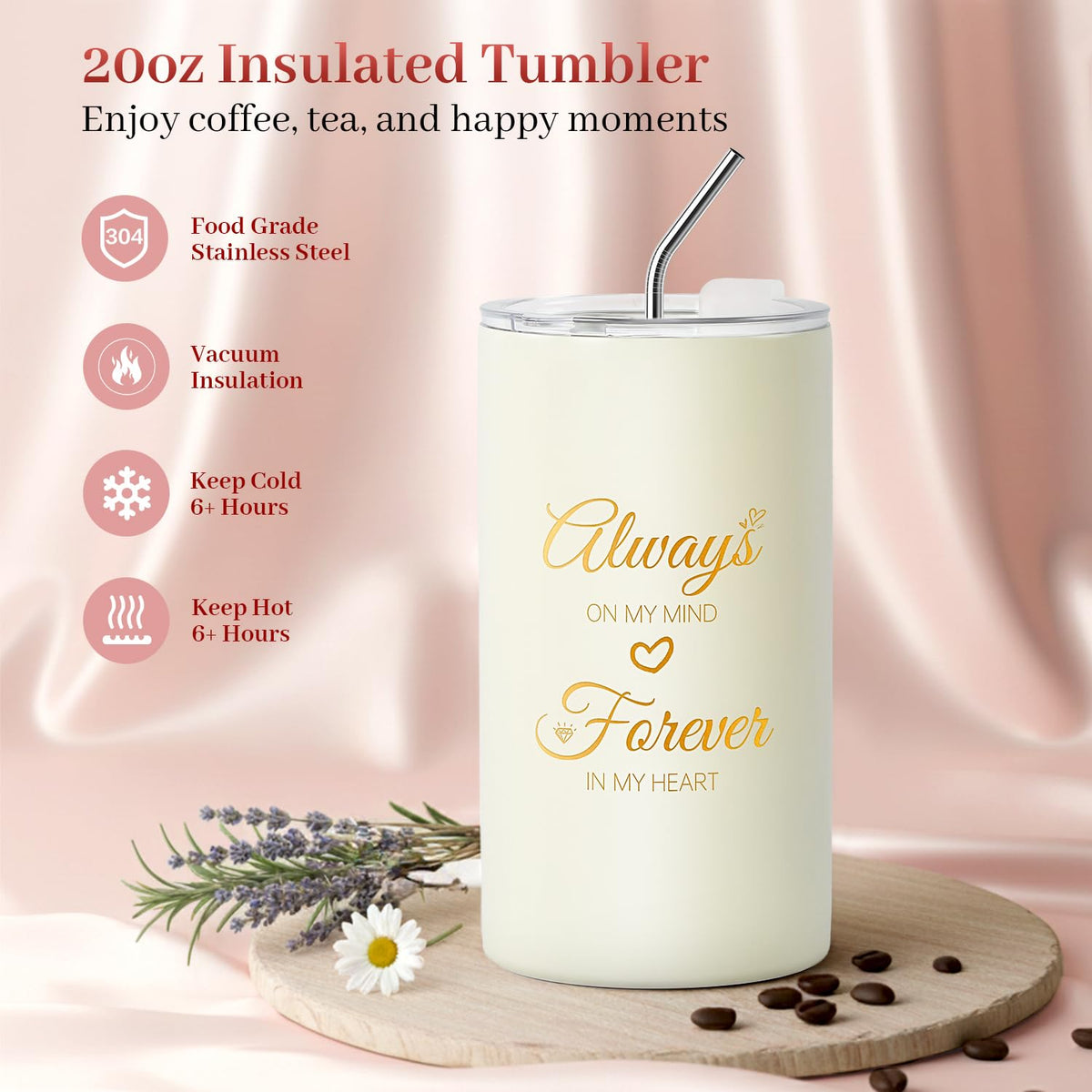 Evermow aromatic candle fills the room with a delicate rose scent.