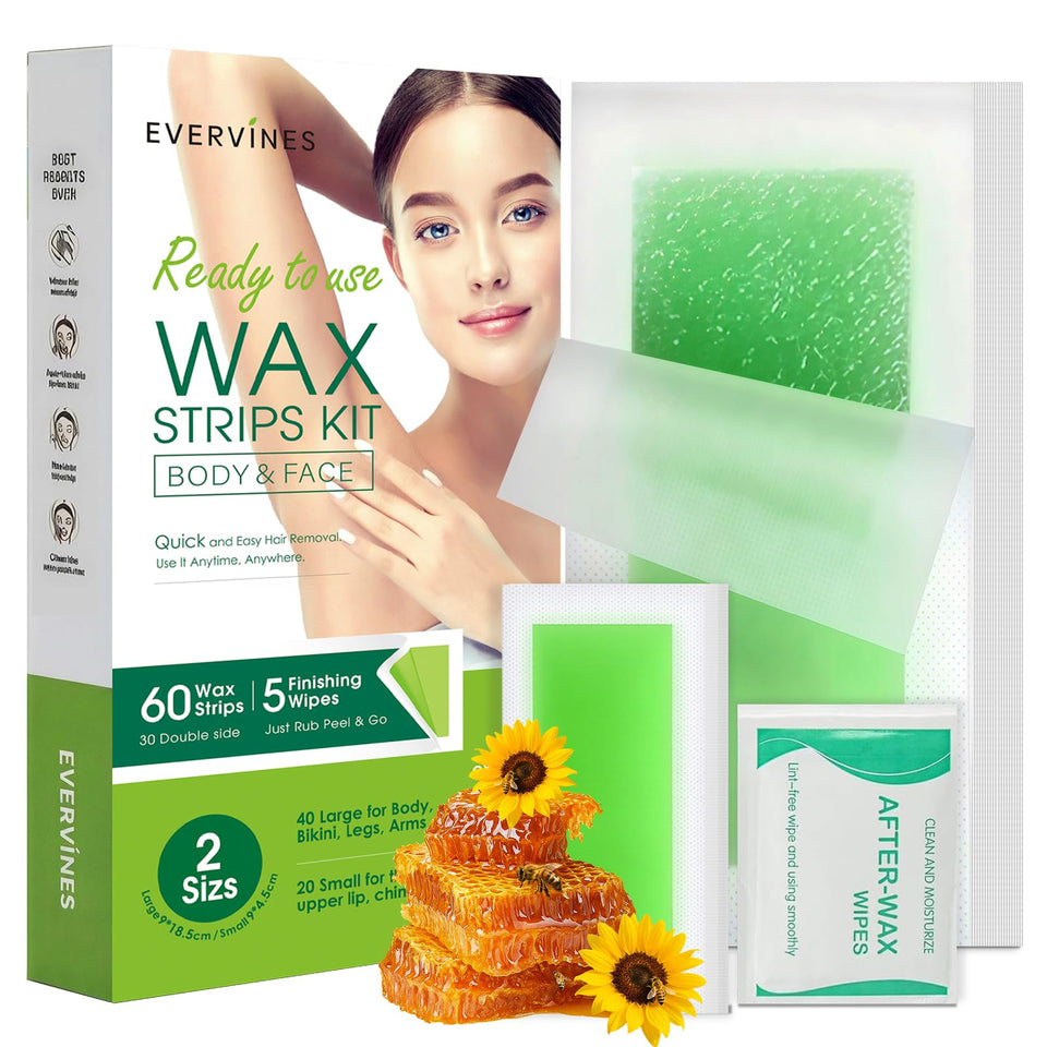 Evervines packaging photo shows the complete at-home waxing kit for easy hair removal