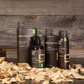 Every Man Jack packaging uses recycled plastic to reduce waste.