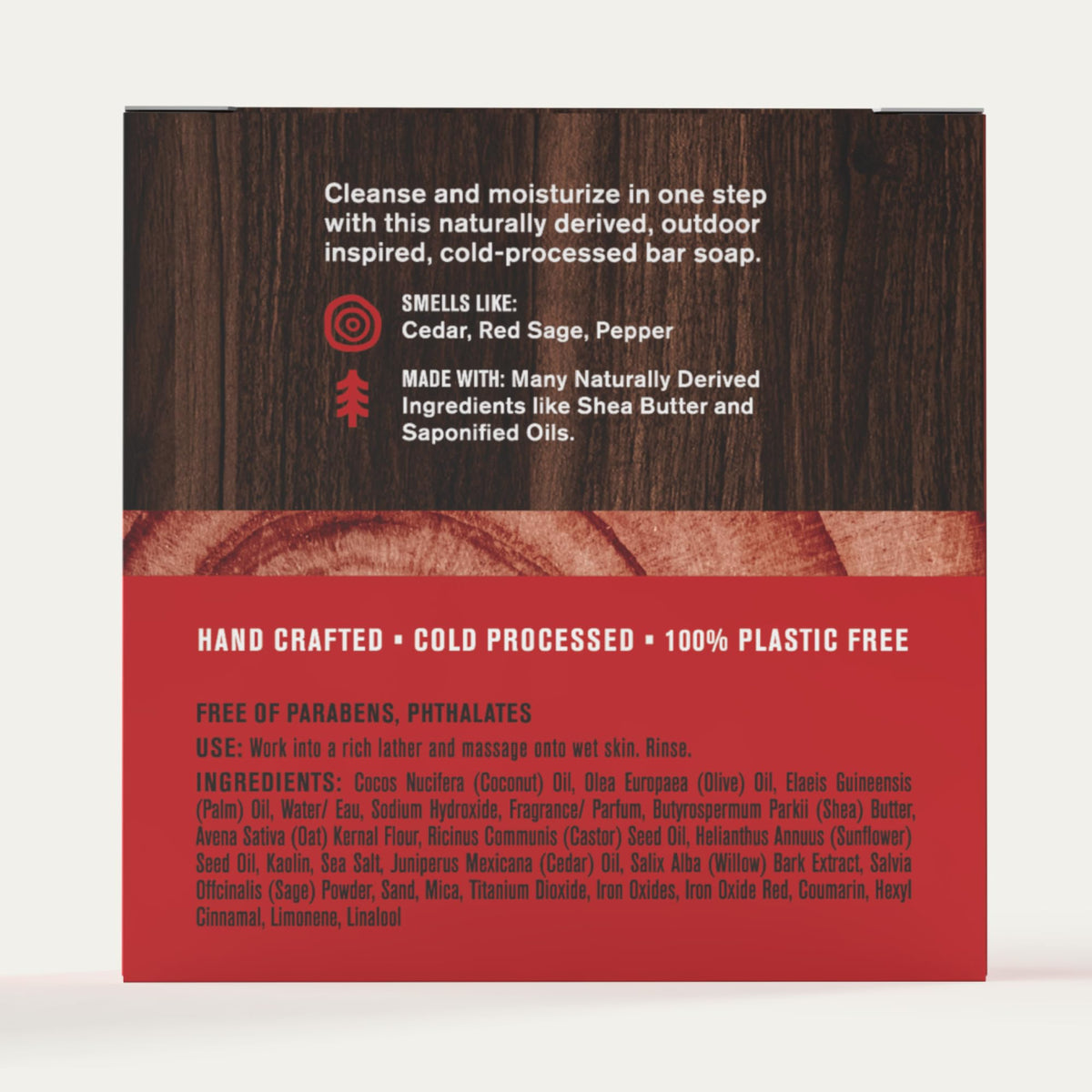 3-pack Cedar Red Sage soap gift-ready display by Every Man Jack