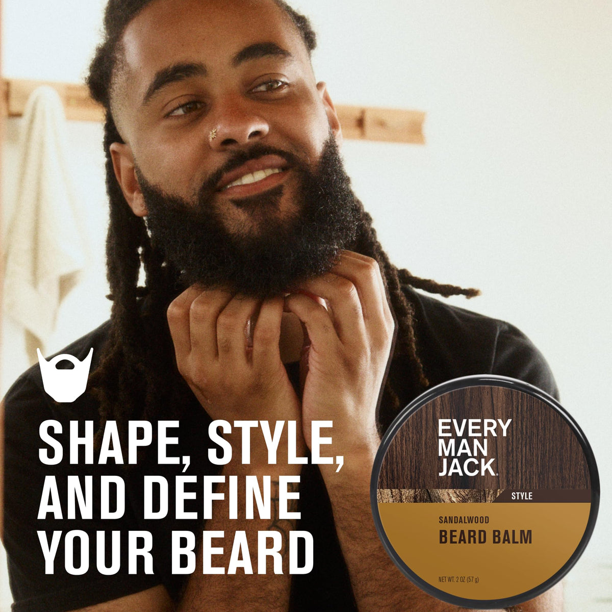 Every Man Jack Balm on hands for smooth, even distribution.