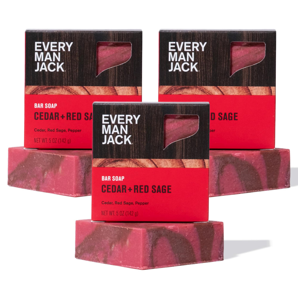 Every Man Jack Cedar Red Sage bar soap 3-pack for daily cleansing