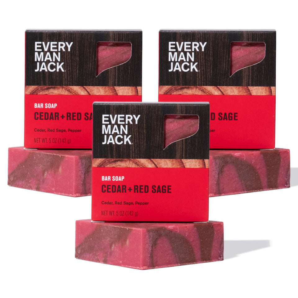 Every Man Jack Cedar Red Sage bar soap 3-pack for daily cleansing