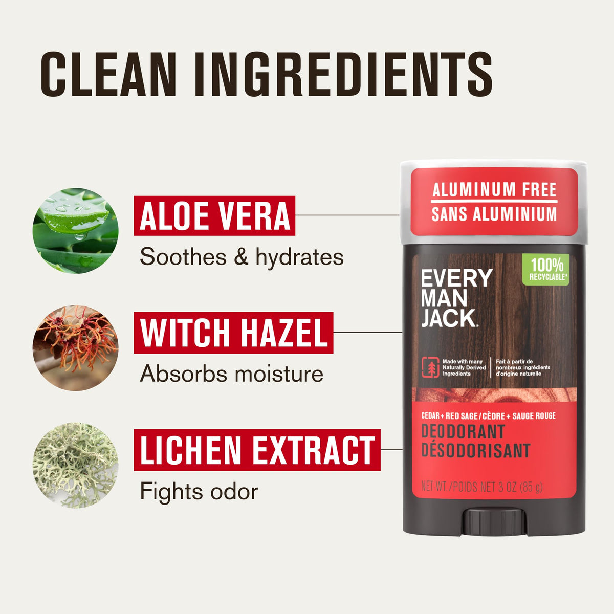 Every Man Jack Cedar Red Sage label close-up shows branding and a refreshing scent profile