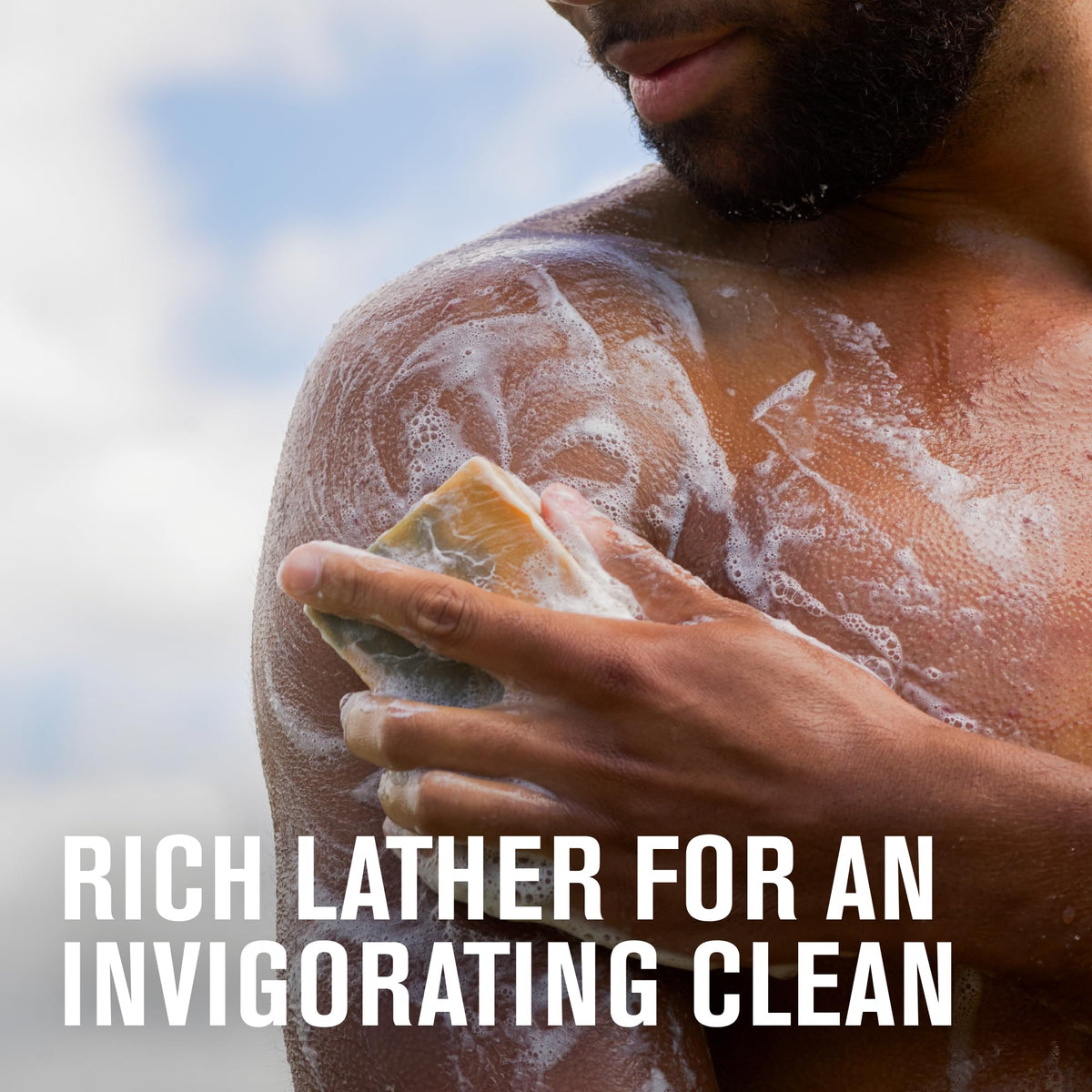 Every Man Jack cold processed soap lather closeup shows rich foam for a clean wash