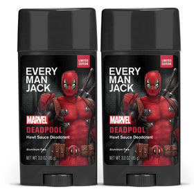 Every Man Jack Deadpool deodorant gift pack front view highlighting superhero packaging