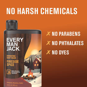 Every Man Jack Fireside Spice 2-pack packaging offers value and gifting options.