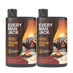 Every Man Jack Fireside Spice bottle pour for a cozy morning routine.