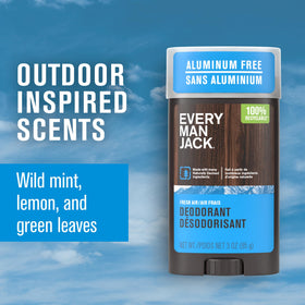 Close-up of Every Man Jack Fresh Air deodorant application and smooth texture.