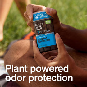 Every Man Jack Fresh Air deodorant stick with clean, portable design for on-the-go freshness.