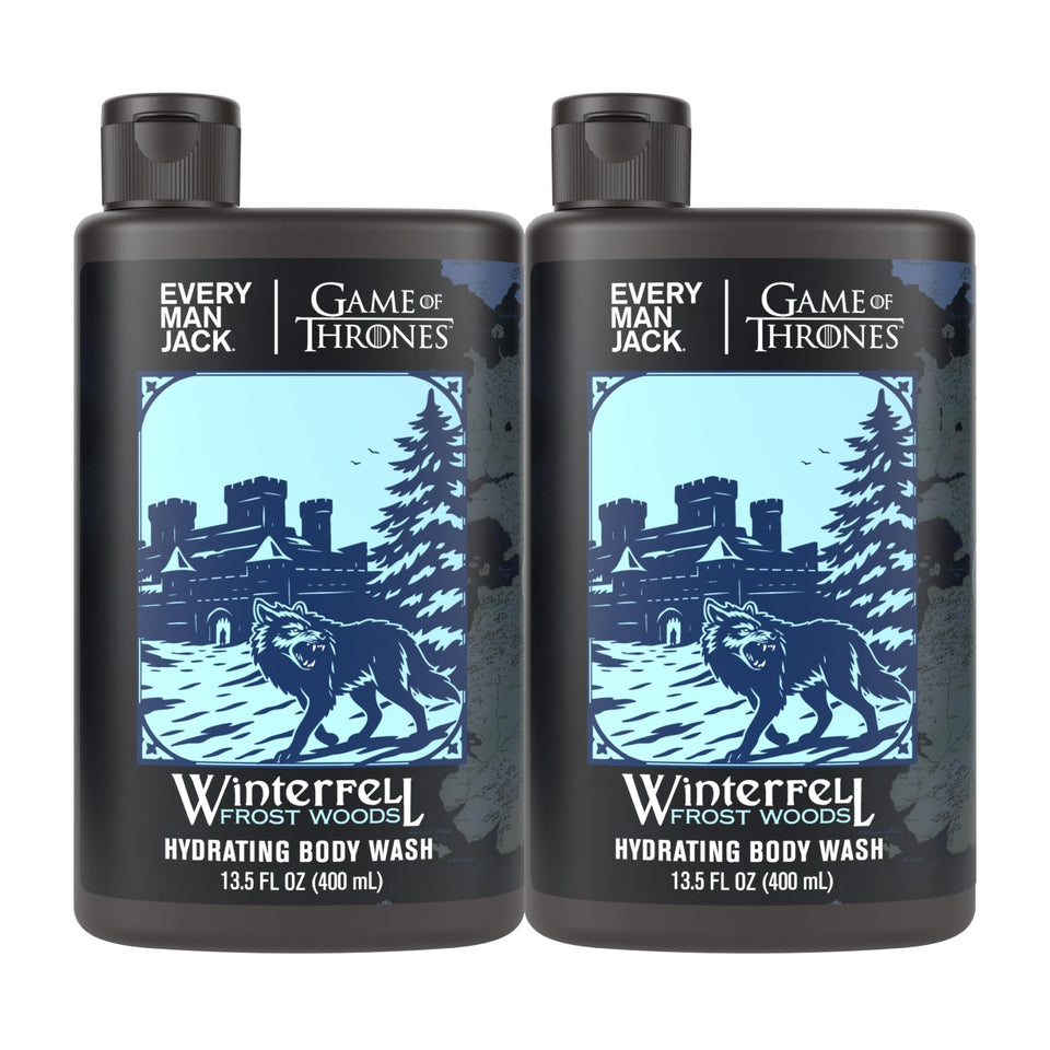 Every Man Jack Game of Thrones Winterfell Woods bottle front with collector design for fans