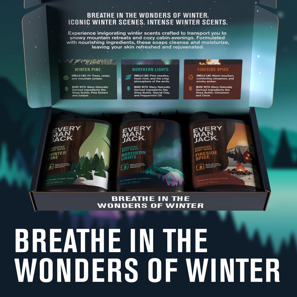 Every Man Jack Northern Lights winter body wash scent profile