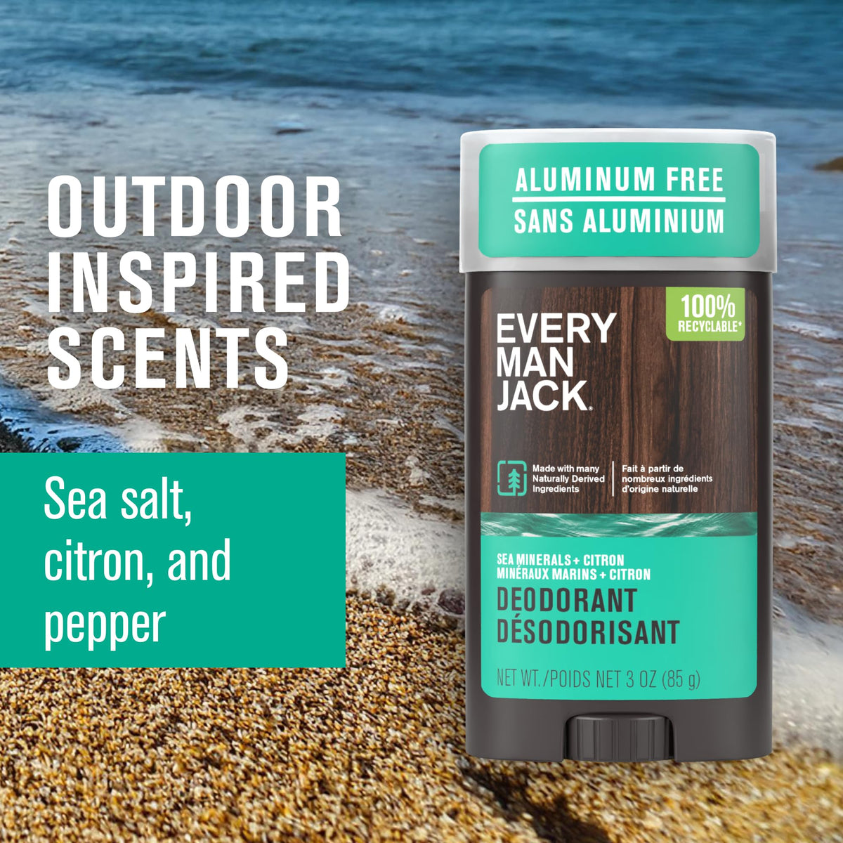 Every Man Jack Sea Minerals Citron packaging with new look and recyclable materials