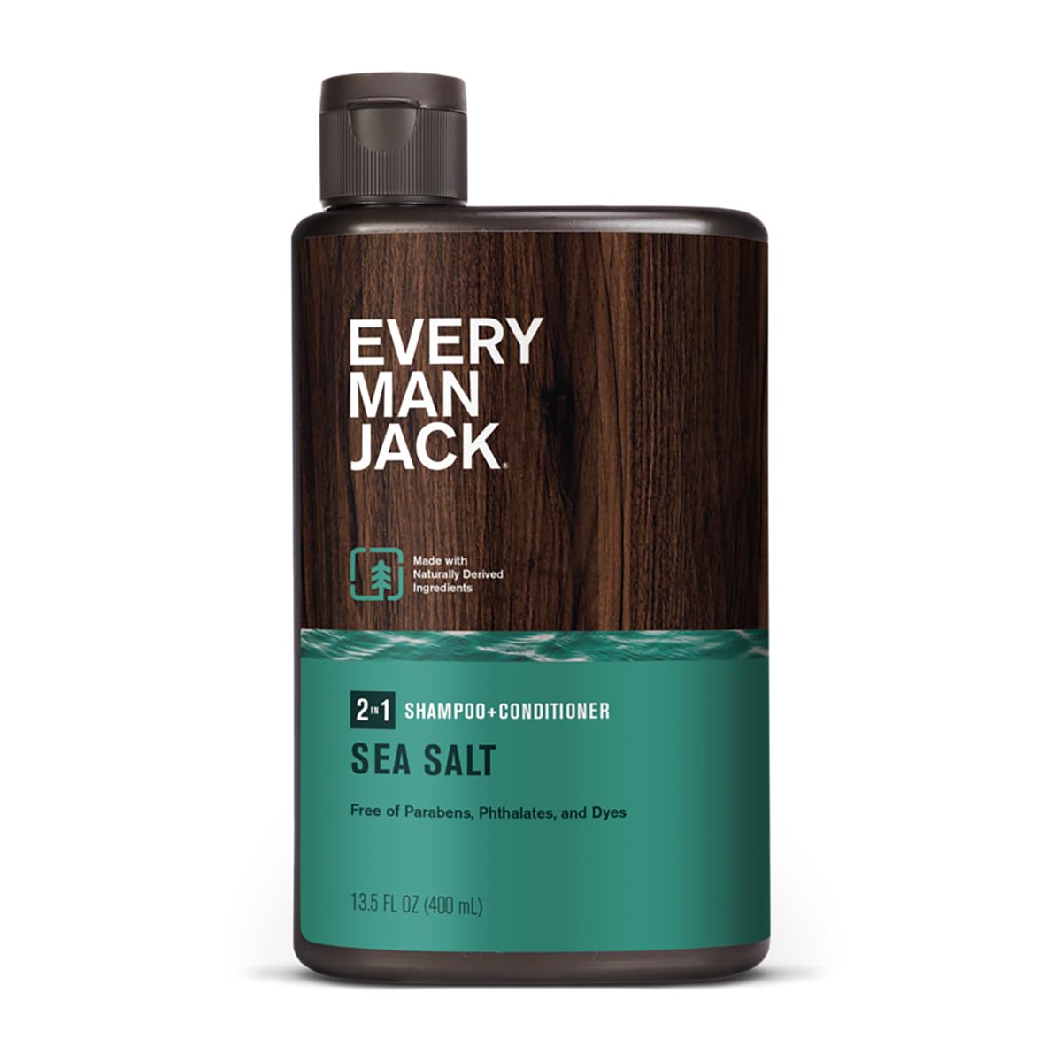 Every Man Jack Sea Salt 2-in-1 Shampoo bottle with ocean aroma for daily use