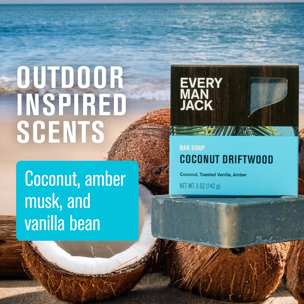 Every Man Jack shea butter coconut oil bar soap nourishes while washing for hydration.