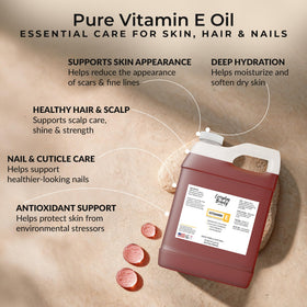 Everyday Beauty Vitamin E oil amber bottle shows thick, nourishing oil