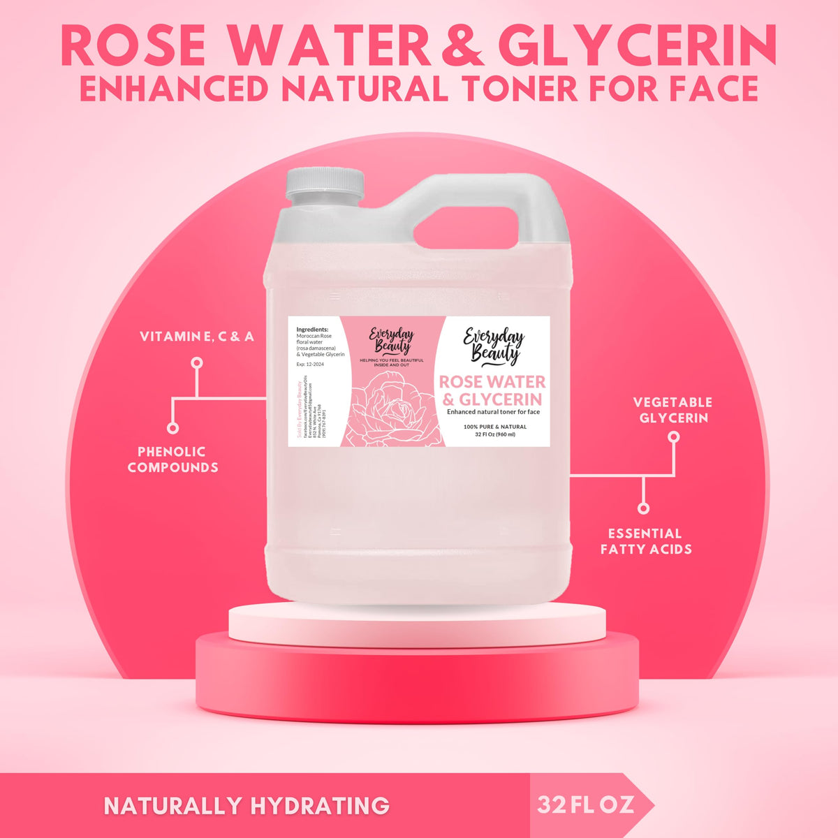 Everyday Beauty Rose Water Toner applying on clean face for hydration.