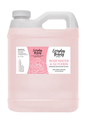 Everyday Beauty Rose Water Toner bottle close-up promoting deep hydration.