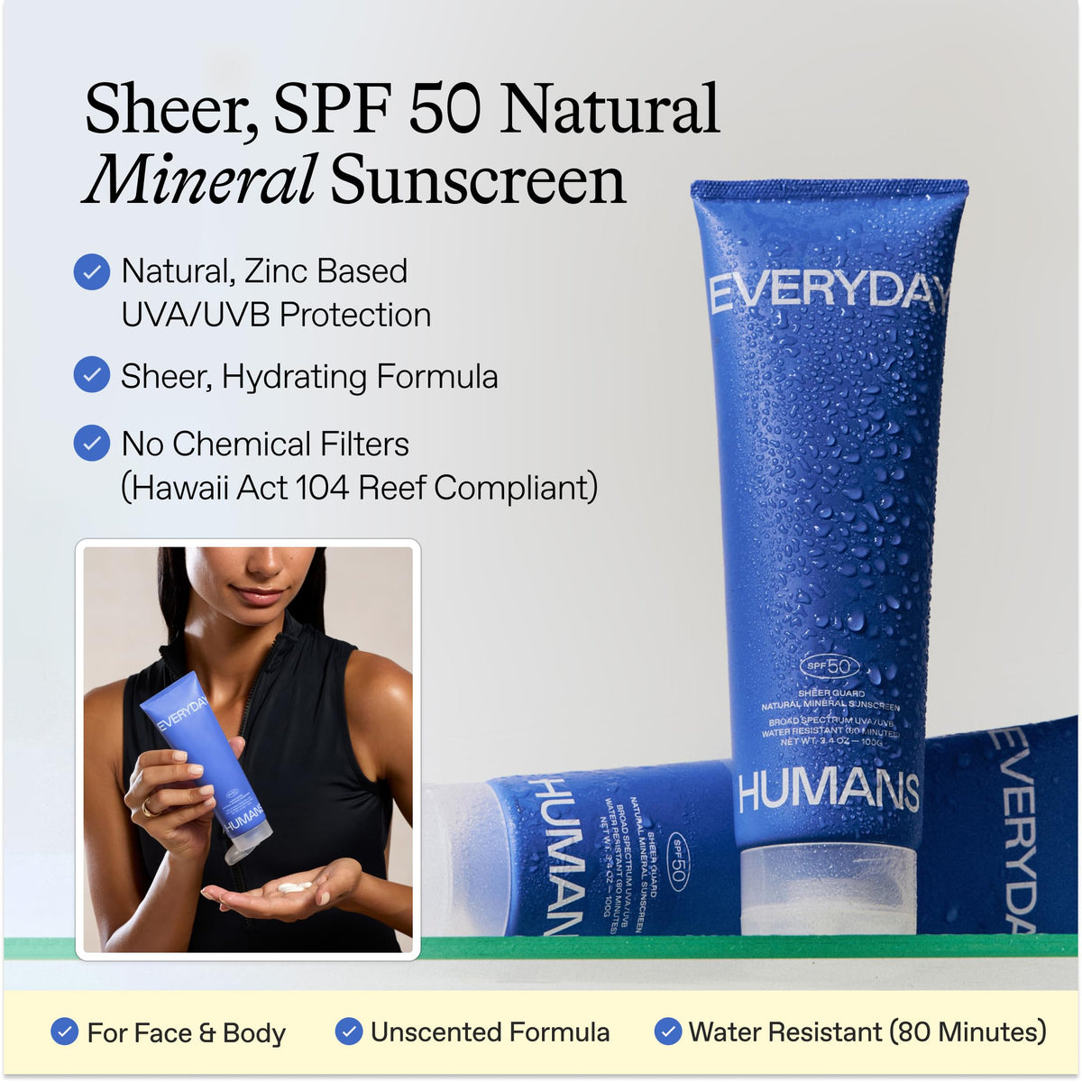 Everyday Humans Sheer Guard pump demonstrates quick, non-greasy absorption.