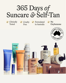 Everyday Humans Sheer Guard formula with Pro Vitamin B5 and Hyaluronic Acid for hydration.