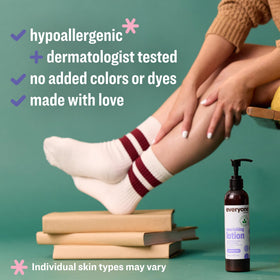 Everyone 2-in-1 lotion bottle back reveals ingredients and usage guidance.