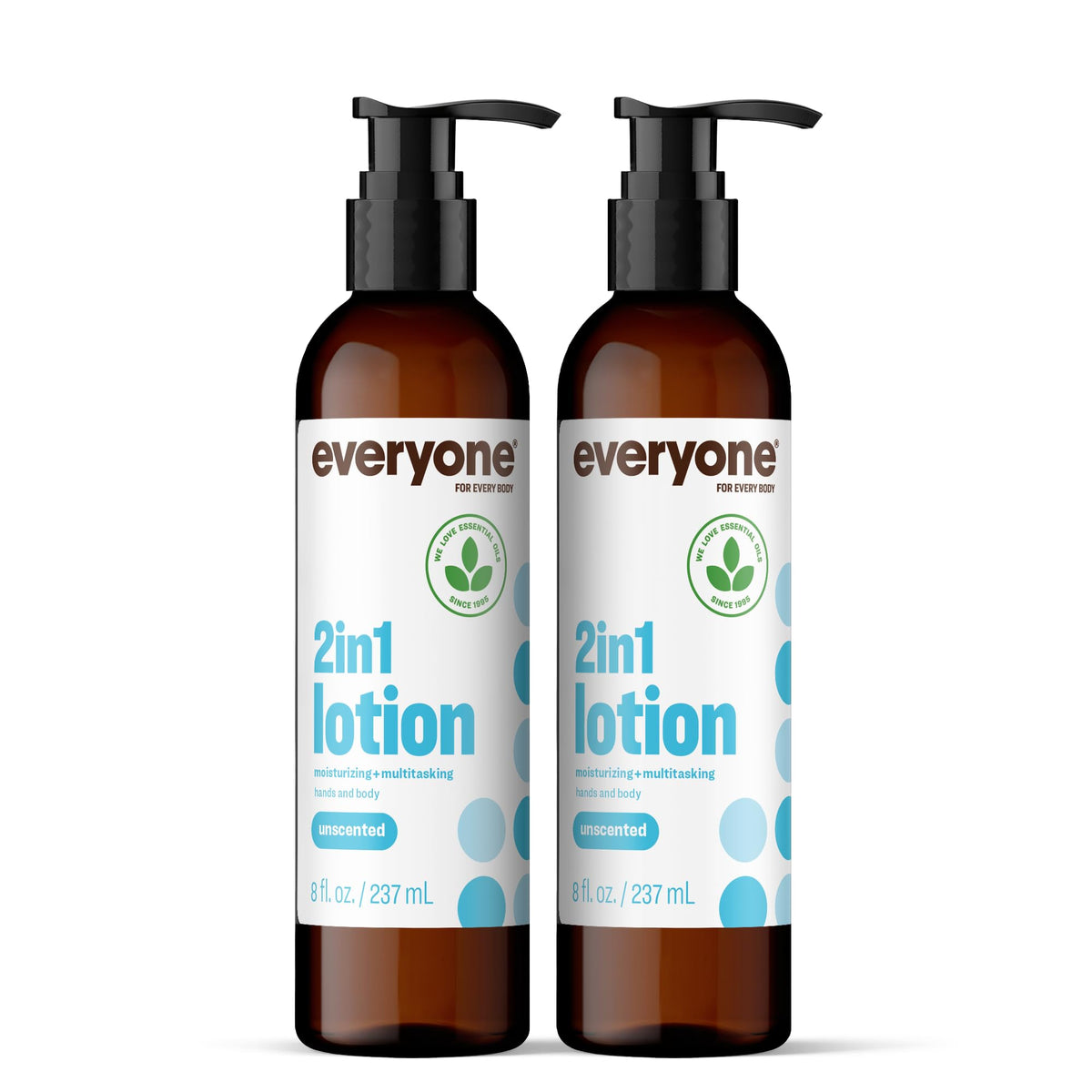 Everyone 2-in-1 unscented lotion bottle pour showing quick absorption