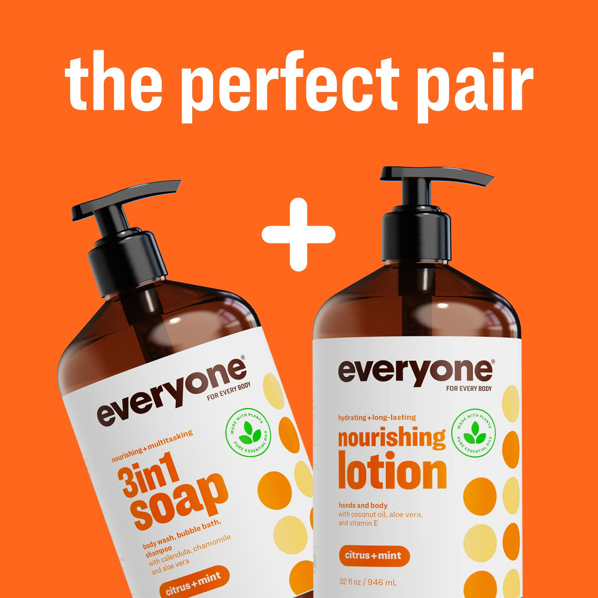 Everyone Citrus-Mint 2in1 lotion supports family-owned, planet-friendly care.