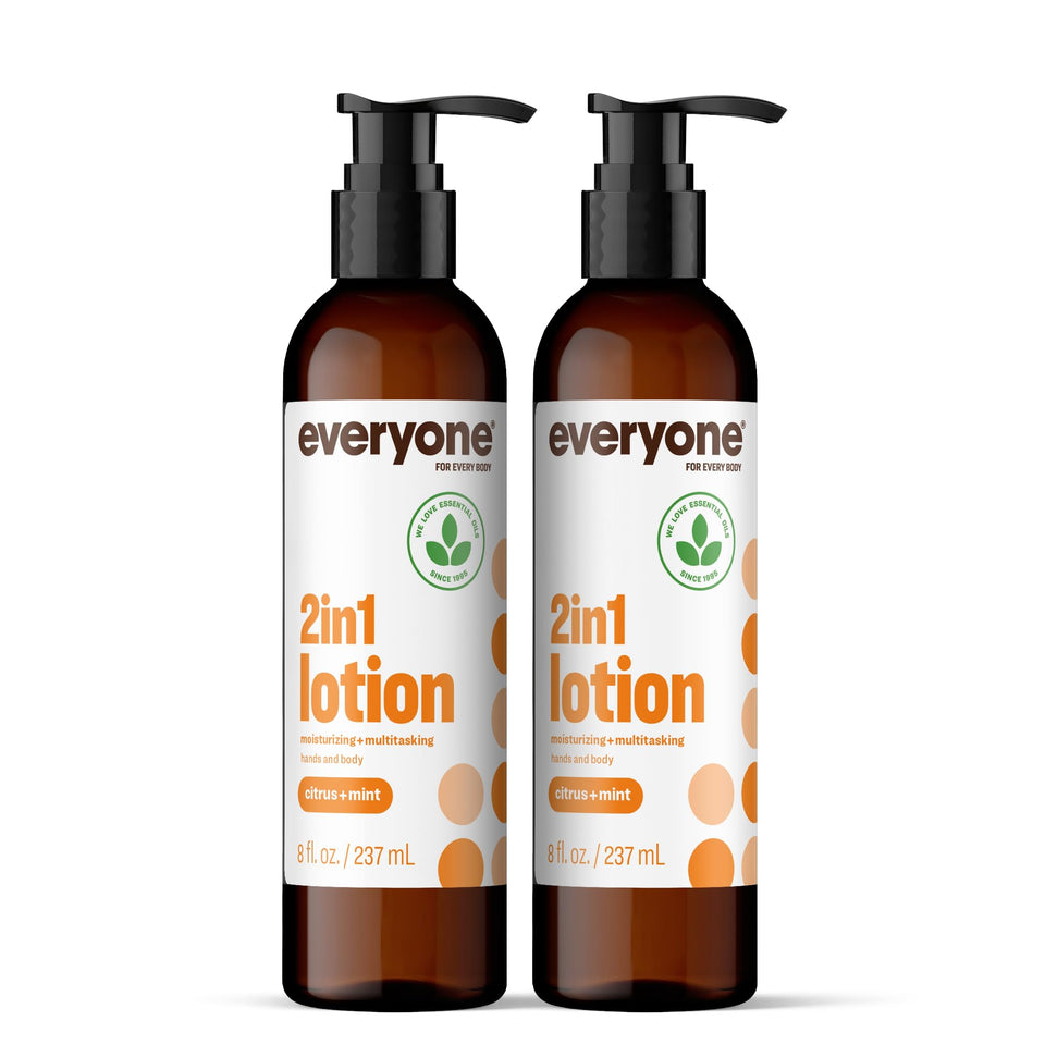Everyone Citrus-Mint 2in1 lotion bottle for hands and body delivers fast-absorbing moisture.