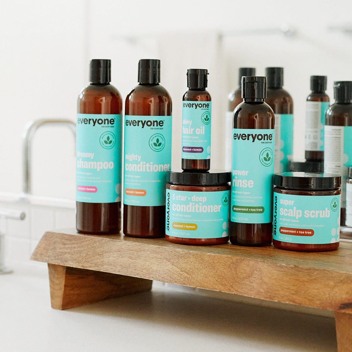 Scrub applied to scalp with massage for a cooling sensation