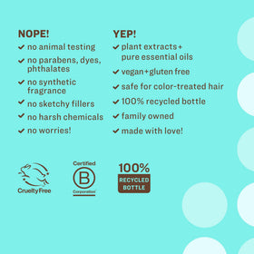 Color-safe formula with peppermint-tea tree blend for scalp care