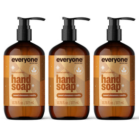 Everyone Liquid Hand Soap bottles in Sweet Cinnamon + Vanilla for daily cleansing.